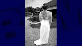 La robe de mariée de Marianne Collin, photo partagée dans un appel à témoignage sur Facebok