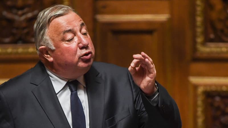 Gérard Larcher prononçant un discours après avoir été réélu à la tête du Sénat le 2 octobre 2017.