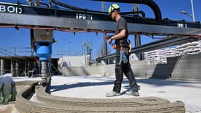 Un bâtiment construit en impression 3D à Bezannes, près de Reims, le 2 avril 2025.
