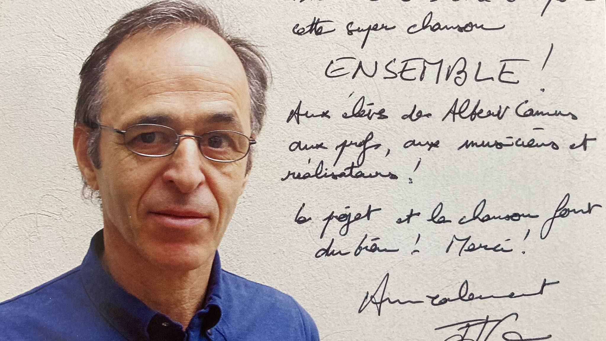 Le mot de Jean-Jacques Goldman aux élèves du collège Albert Camus à Soufflenhein. 