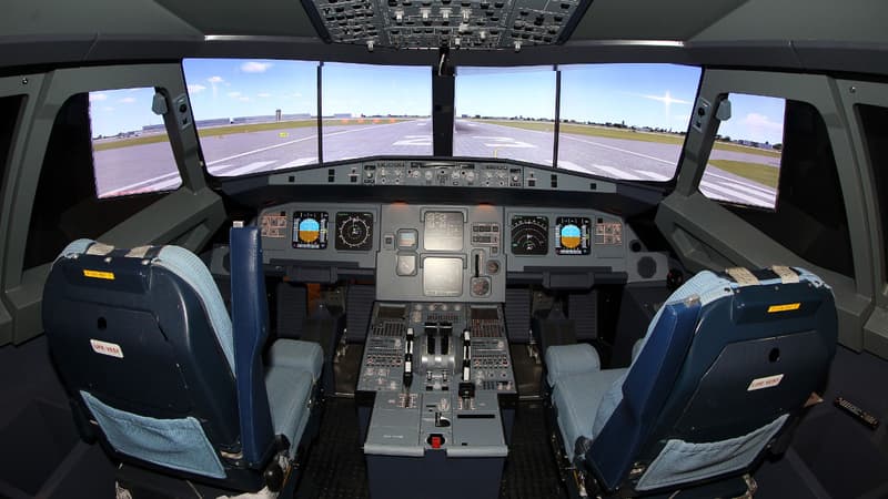 Un simulateur d'A320, en octobre 2011