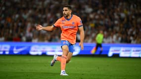 Neal Maupay lors de son premier match avec les couleurs de l'OM à Toulouse (1-3, L1), le 31 août 2024