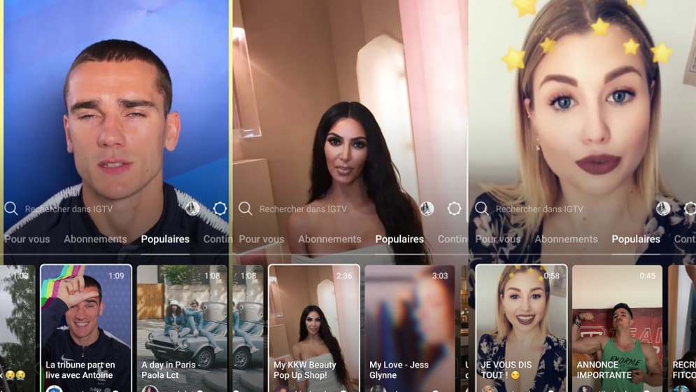L'équipe de France de football, Kim Kardashian ou encore EnjoyPhoenix sont à retrouver sur IGTV.