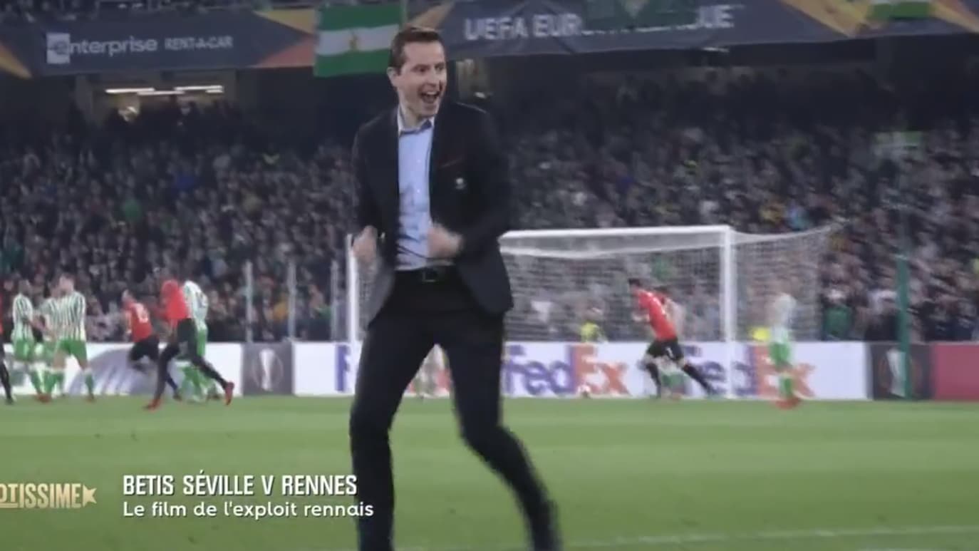 Julien Stéphan lors de la victoire de Rennes au Bétis