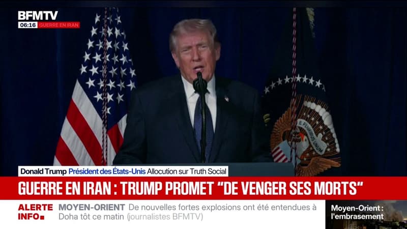 "L'Amérique va venger leur mort", promet Donald Trump après le décès de trois soldats américains dans le conflit avec l'Iran