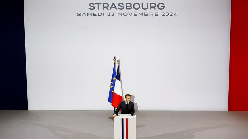 Le président de la République Emmanuel Macron a prononcé un discours au Palais universitaire, samedi 23 novembre, à l'occasion des 80 ans de la Libération de Strasbourg.