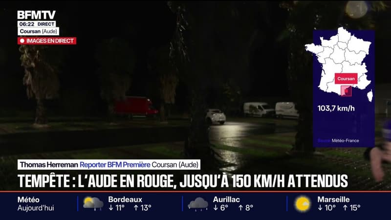 Tempête Nils: le département de l'Aude placé en "vigilance rouge" pour vents violents