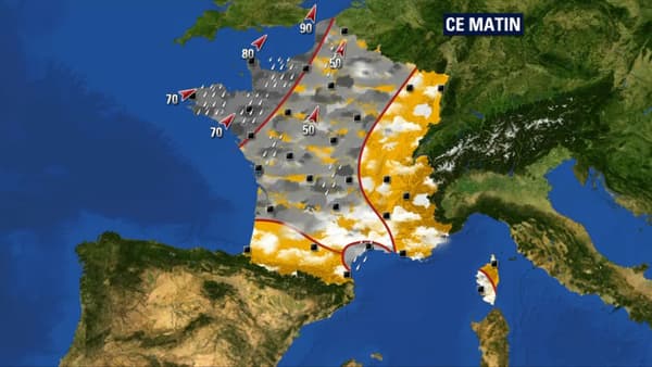 De l'ouest à l'est, un dégradé de pluie. De l'ouest à l'est, un dégradé de pluie.
