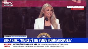 Hommage à Charlie Kirk: "Merci d'être venus honorer Charlie", indique Erika Kirk, sa veuve