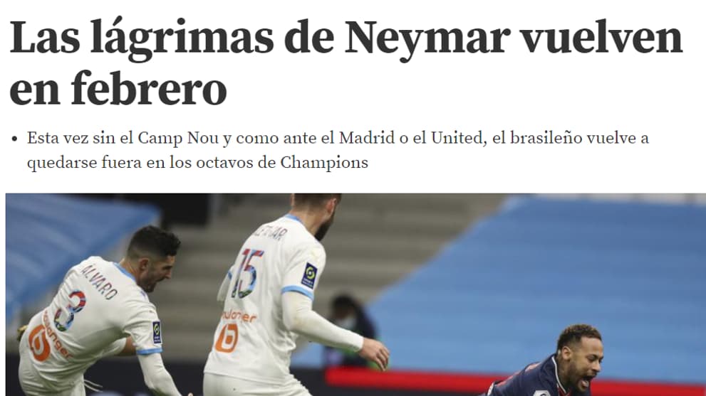 "Les larmes de Neymar reviennent en février", titre Mundo Deportivo "Les larmes de Neymar reviennent en février", titre Mundo Deportivo