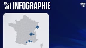 Carte des réseaux d'eau potable où le taux de PFAS est supérieur aux normes, relevés jusqu'en février 2025.