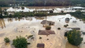 La commune de Limony inondée en Ardèche, le 17 octobre 2024