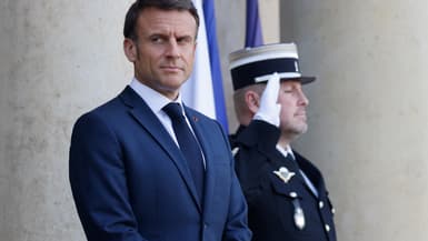 Le président de la République, Emmanuel Macron, le 4 avril 2024, à l'Élysée 