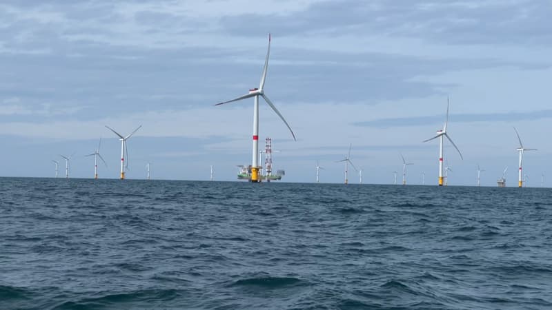 Fécamp: le chantier du parc éolien offshore touche à sa fin, la dernière éolienne en cours d'assemblage