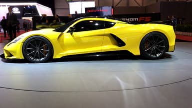 Au salon automobile de Genève, l'Américain Hennessey expose la Venom F5, qui se revendique la voiture la plus rapide au monde.