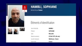L'avis de recherche Interpol de Sofiane Hambli