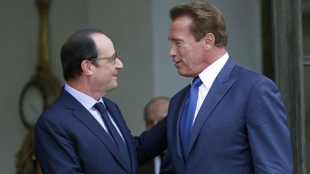 François Hollande et Arnold Schwarzenegger à l'Elysée en 2014