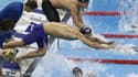Fabien Gilot derrière Michael Phelps