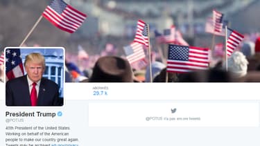 Le nouveau compte Twitter du président Donald Trump.