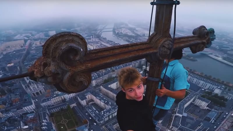 Des urbexeurs sur la cathédrale de Strasbourg