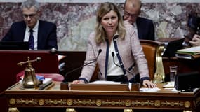 La présidente de l'Assemblée nationale, Yaël Braun-Pivet, au perchoir le 9 avril 2025