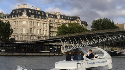 Un prototype du Sea Bubbles, à Paris, le 16 juin 2017