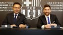 Josep Maria Bartomeu et Lionel Messi, à Barcelone le 25 novembre 2017