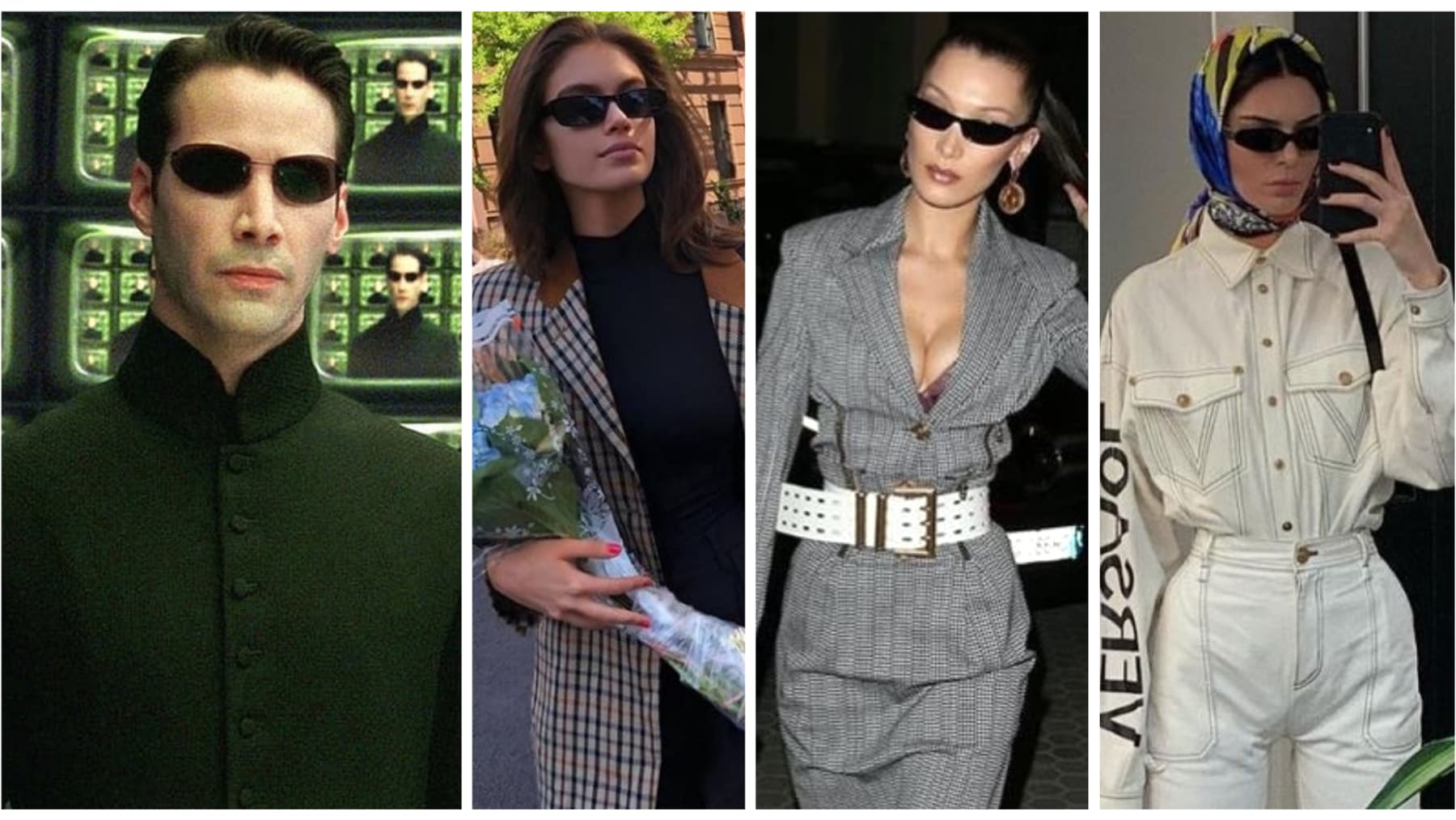 Neo dans Matrix - Kaia Gerber, Bella Hadid, Kendall Jenner