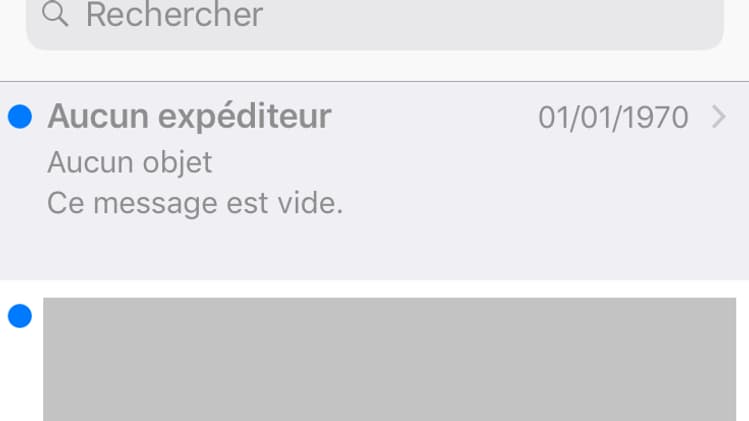 Le mail fantôme n'a aucun objet, expéditeur et contenu