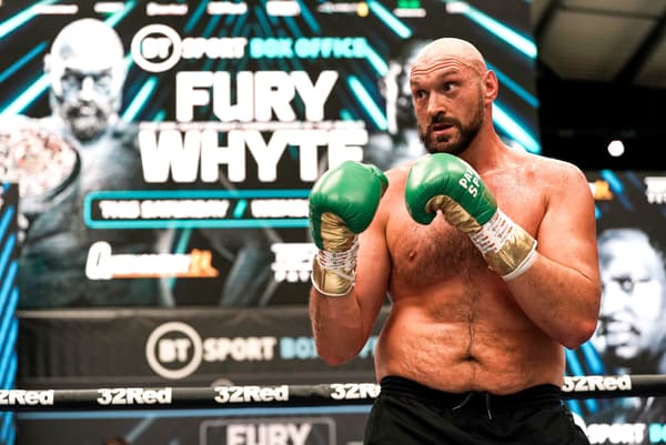 Tyson Fury  à l'entraînement avant son combat face à Dillian Whyte, le 19 avril 2022