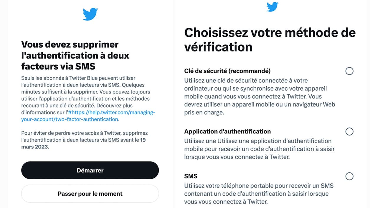 Les solutions de double authentification proposées par Twitter