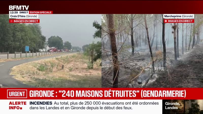 Incendie en Gironde: "240 maisons détruites par le feu", selon la gendarmerie