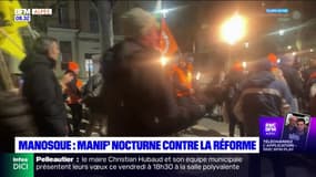 Manosque: manifestation aux flambeaux contre la réforme des retraites