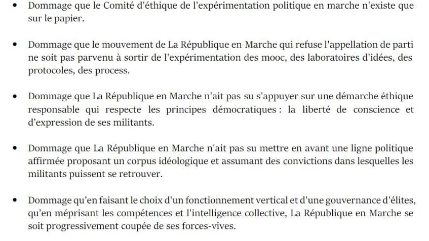 Un extrait de la lettre. Un extrait de la lettre.