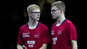 Felix et Alexis Lebrun lors des championnats d'Europe de tennis de table, le 20 octobre 2024