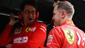 Mattia Binotto et Sebastian Vettel, en Chine le 12 avril 2019