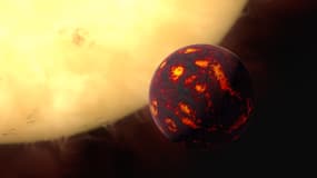 Vue d'artiste de la super-Terre 55 Cancri e.