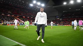 Kylian Mbappé avec le Real Madrid, à Anfield le 27 novembre 2024