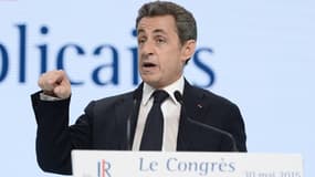 Nicolas Sarkozy, lors de son discours de clôture du congrès des Républicains.