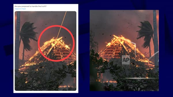 La photo virale (gauche) est tout simplement un montage à partir de l'originale (droite)