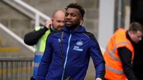 Allan Saint-Maximin qui arrive au stade avant un match de Newcastle, 18 mai 2023