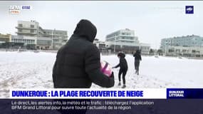 Dunkerque: la plage recouverte d'une fine couche de neige