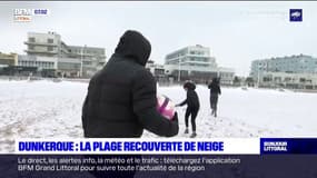 Dunkerque: la plage recouverte d'une fine couche de neige