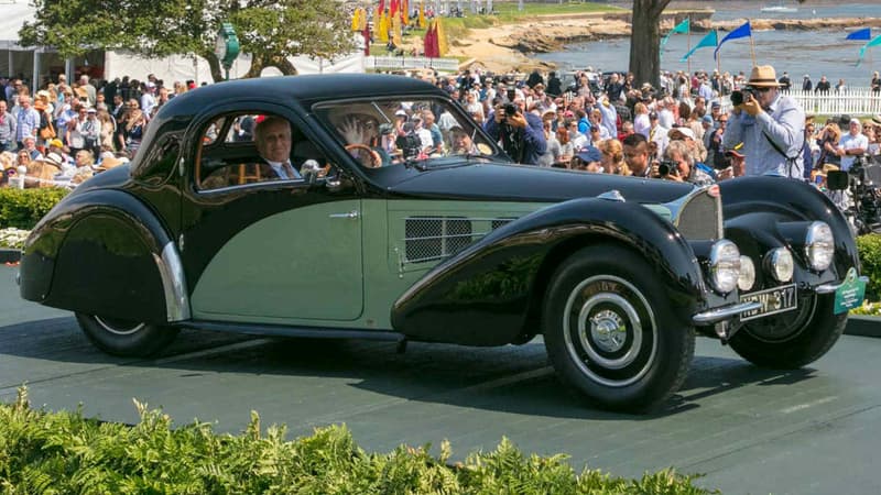 Cette Bugatti Type 57 S Gangloff Coupé de 1937, propriété de Michael Kadoorie, lors du concours d'élégance de Pebble Beach, en Californie, le week-end dernier.