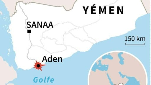 Carte de localisation d'Aden au Yémen
