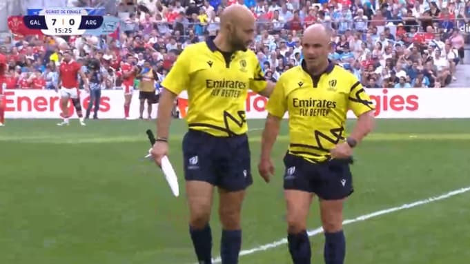 Pays de Galles-Argentine : l'arbitre Peco Peyper, blessé, sort du terrain Pays de Galles-Argentine : l'arbitre Peco Peyper, blessé, sort du terrain