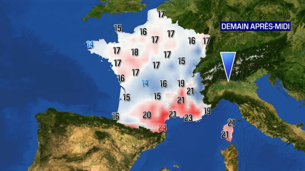 Les températures pour ce vendredi après-midi Les températures pour ce vendredi après-midi
