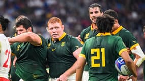 Les joueurs de l'Afrique du Sud face aux Tonga, octobre 2023
