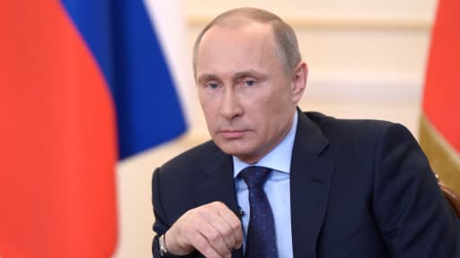 Vladimir Poutine donne une conférence de presse sur l'Ukraine, mardi 4 mars 2014.