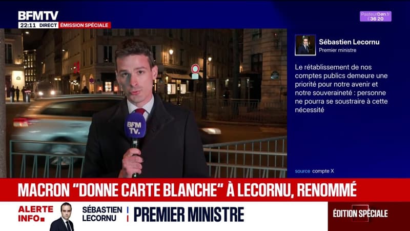 Sébastien Lecornu reconduit: Emmanuel Macron "donne carte blanche au Premier ministre" selon l'entourage du président de la République